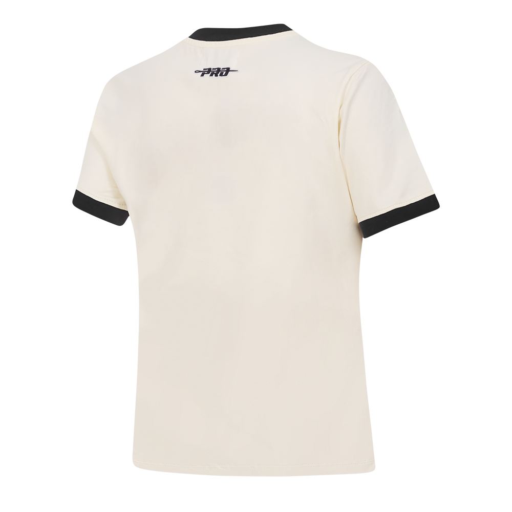 NFL DETROIT LIONS ORIGINAL PLAYERS T-SHIRT À MANCHES COURTES ET À COUPE AJUSTÉE POUR FEMME (COQUILLE D'ŒUF/NOIR)