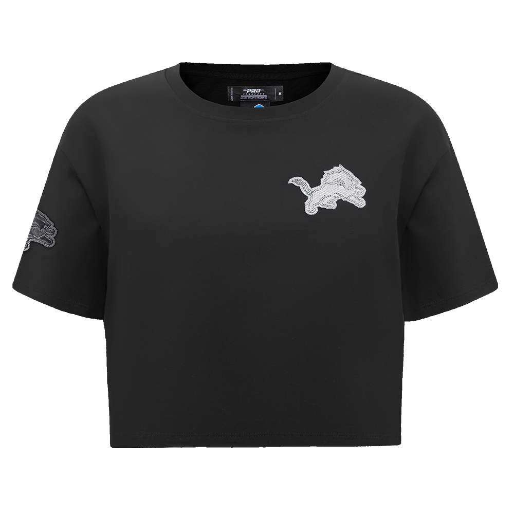 NFL DETROIT LIONS VARSITY BLUES T-SHIRT À COUPE CARRÉE POUR FEMME (NOIR)