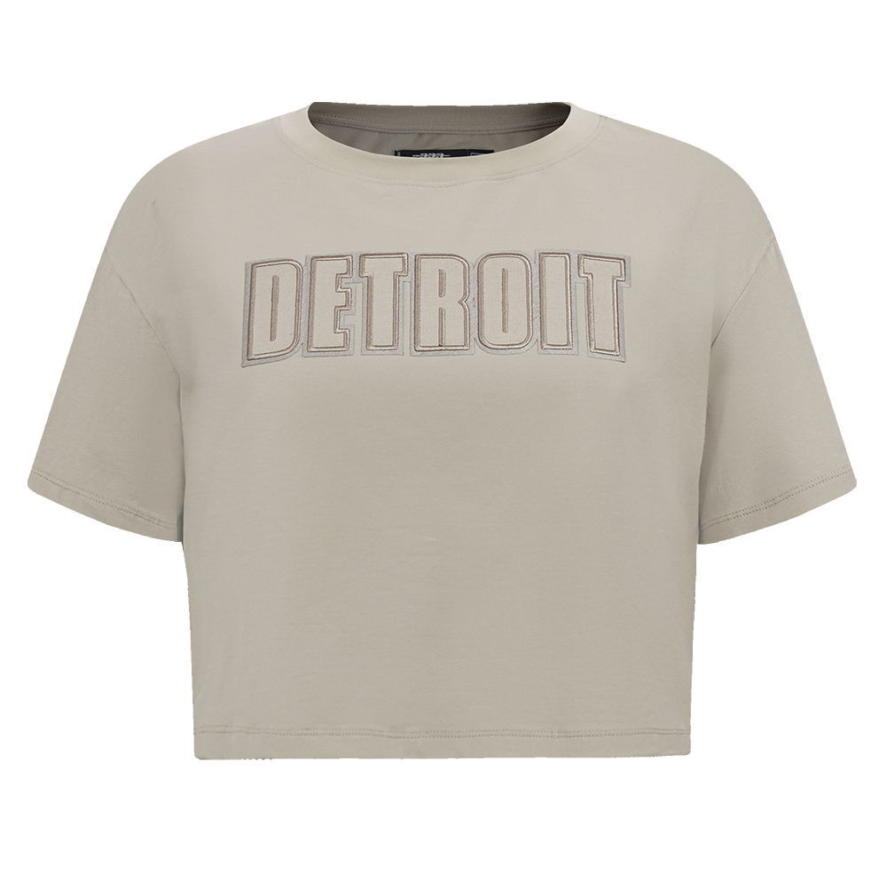 NFL DETROIT LIONS NEUTRAL SINGLE JERSEY BOXY TEE (TAUPE)