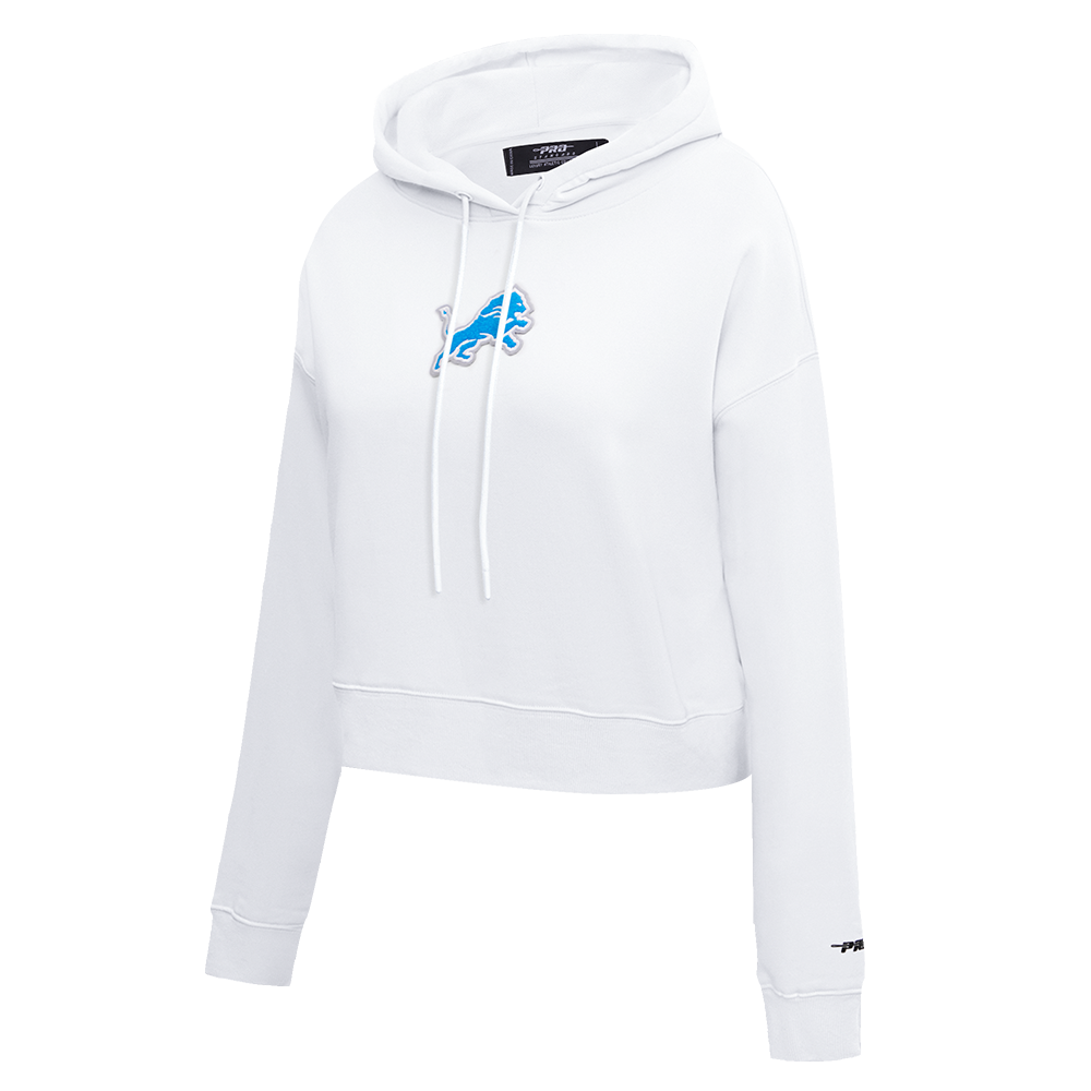 NFL DETROIT LIONS CLASSIC WOMEN'S CROPPED PULLOVER HOODIE (WHITE)