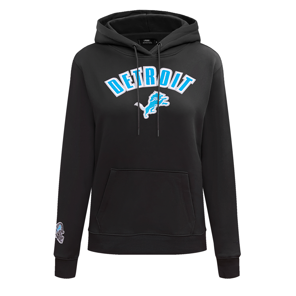 NFL DETROIT LIONS CLASSIC WOMEN'S FLEECE PULLOVER HOODIE (BLACK)