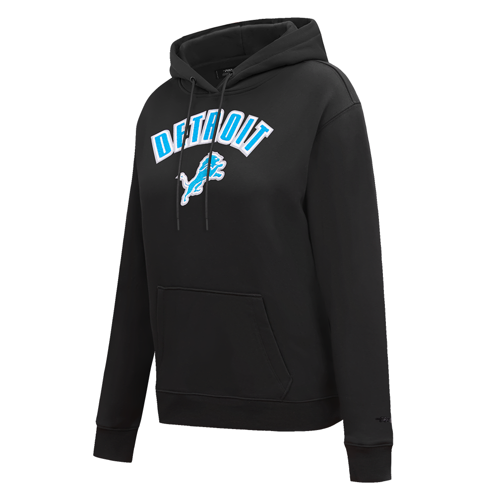 NFL DETROIT LIONS CLASSIC WOMEN'S FLEECE PULLOVER HOODIE (BLACK)