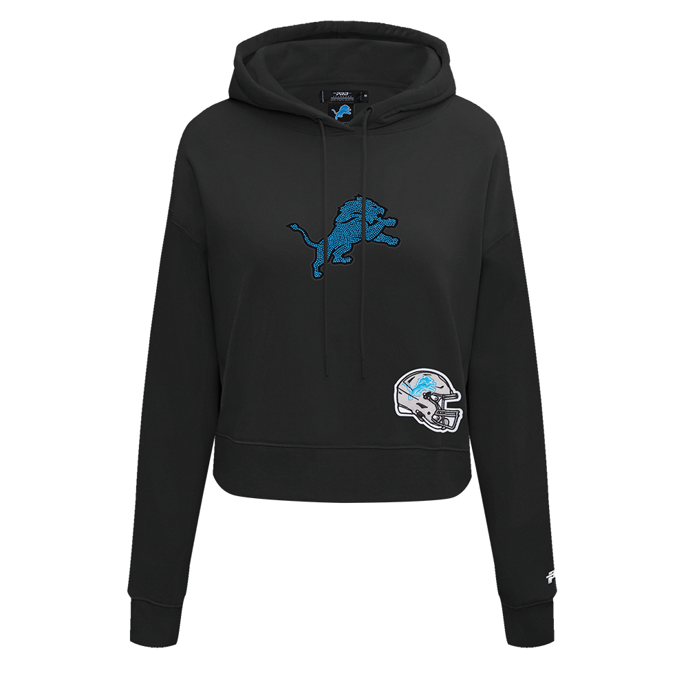 NFL DETROIT LIONS JEWELS CHANDAIL À CAPUCHON COURT EN MOLLETON POUR FEMME (NOIR)