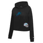NFL DETROIT LIONS JEWELS CHANDAIL À CAPUCHON COURT EN MOLLETON POUR FEMME (NOIR)