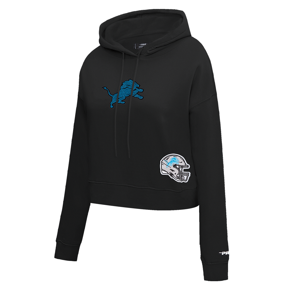 NFL DETROIT LIONS JEWELS CHANDAIL À CAPUCHON COURT EN MOLLETON POUR FEMME (NOIR)