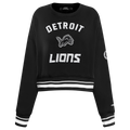 NFL DETROIT LIONS PEARLS CHANDAIL À COL ROND EN MOLLETON CÔTELÉ POUR FEMME (NOIR)