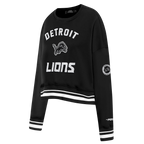 NFL DETROIT LIONS PEARLS CHANDAIL À COL ROND EN MOLLETON CÔTELÉ POUR FEMME (NOIR)