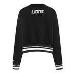 NFL DETROIT LIONS PEARLS CHANDAIL À COL ROND EN MOLLETON CÔTELÉ POUR FEMME (NOIR)