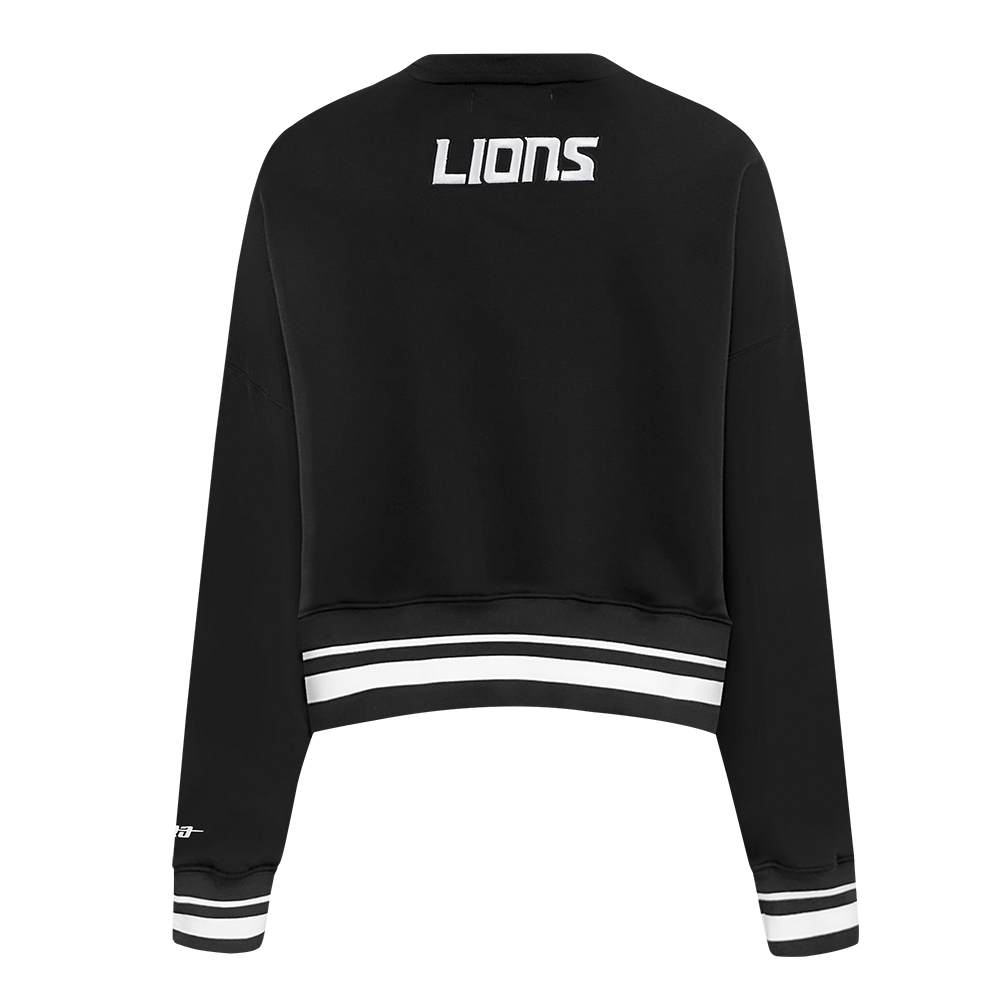 NFL DETROIT LIONS PEARLS CHANDAIL À COL ROND EN MOLLETON CÔTELÉ POUR FEMME (NOIR)