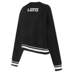 NFL DETROIT LIONS PEARLS CHANDAIL À COL ROND EN MOLLETON CÔTELÉ POUR FEMME (NOIR)