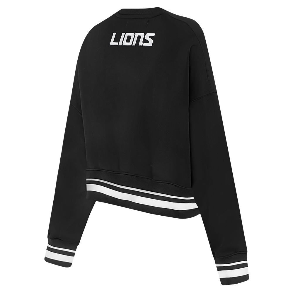 NFL DETROIT LIONS PEARLS CHANDAIL À COL ROND EN MOLLETON CÔTELÉ POUR FEMME (NOIR)