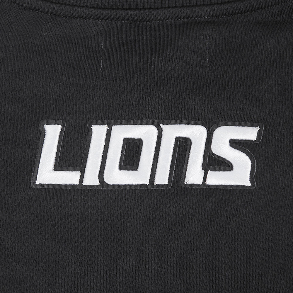 NFL DETROIT LIONS PEARLS CHANDAIL À COL ROND EN MOLLETON CÔTELÉ POUR FEMME (NOIR)
