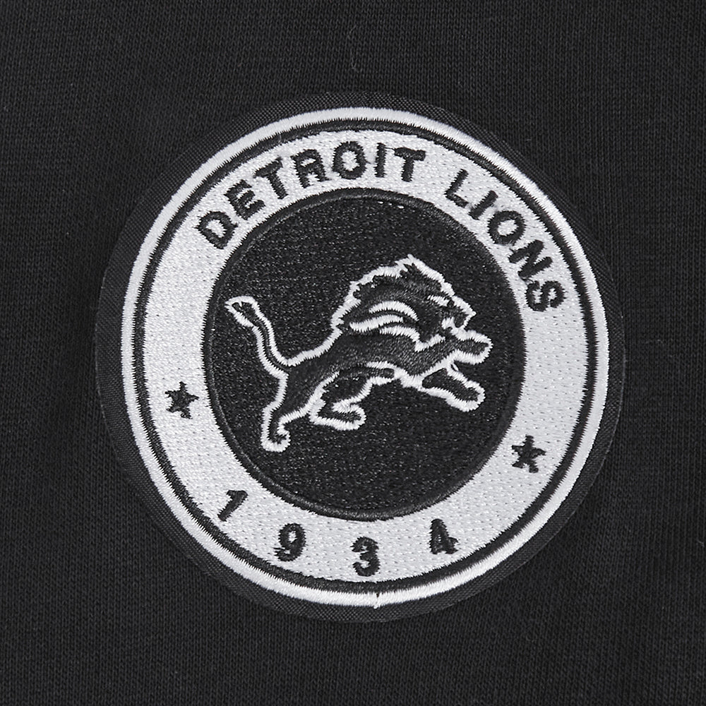 NFL DETROIT LIONS PEARLS CHANDAIL À COL ROND EN MOLLETON CÔTELÉ POUR FEMME (NOIR)