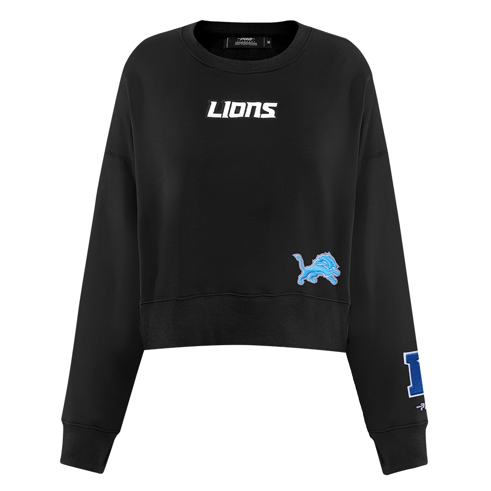 NFL DETROIT LIONS WINGSPAN WOMEN'S FLC CREWNECK (BLACK)