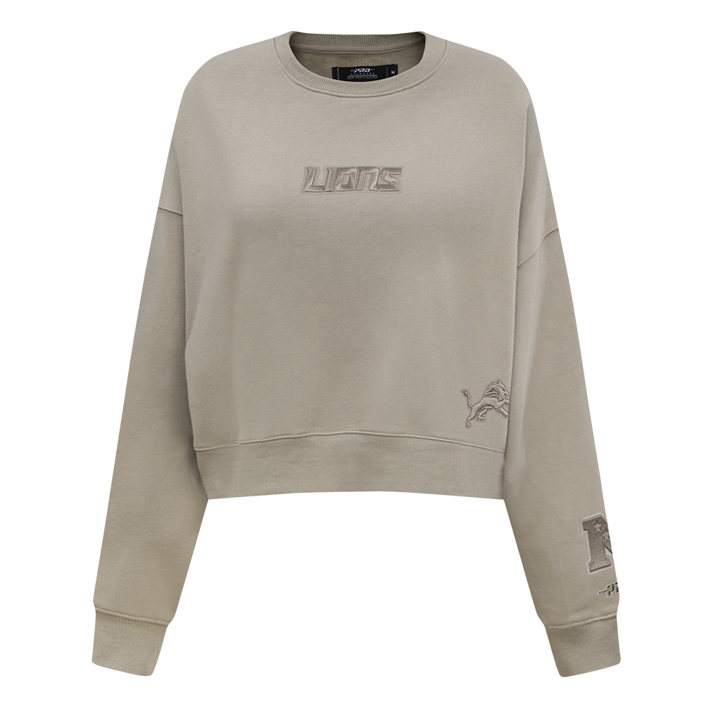 NFL DETROIT LIONS WINGSPAN WOMEN'S FLEECE CREWNECK (TAUPE)