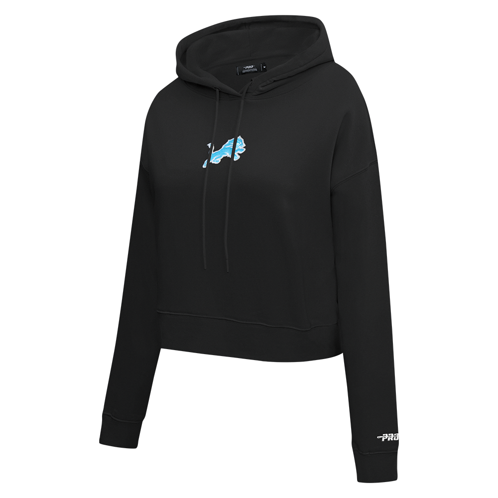 NFL DETROIT LIONS WINGSPAN CHANDAIL À CAPUCHON COURT EN MOLLETON POUR FEMME (NOIR)