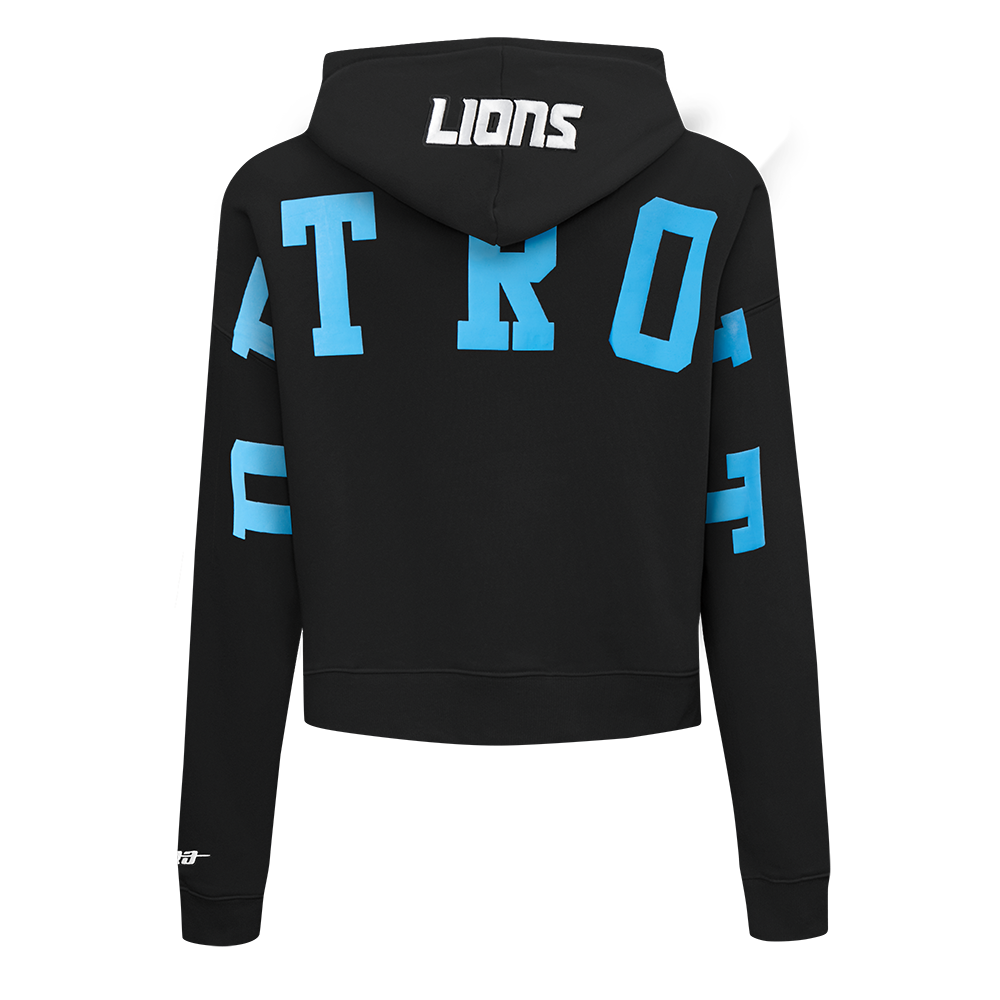 NFL DETROIT LIONS WINGSPAN WOMEN'S FLC CROPPED PO HOODIE (BLACK)
