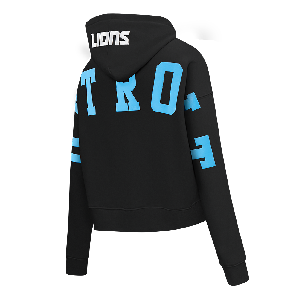 NFL DETROIT LIONS WINGSPAN CHANDAIL À CAPUCHON COURT EN MOLLETON POUR FEMME (NOIR)