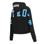 NFL DETROIT LIONS WINGSPAN CHANDAIL À CAPUCHON COURT EN MOLLETON POUR FEMME (NOIR)