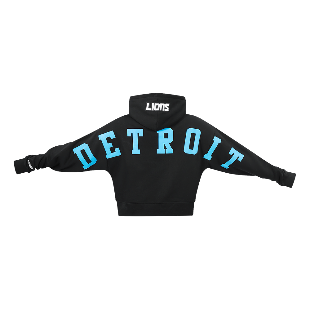 NFL DETROIT LIONS WINGSPAN CHANDAIL À CAPUCHON COURT EN MOLLETON POUR FEMME (NOIR)