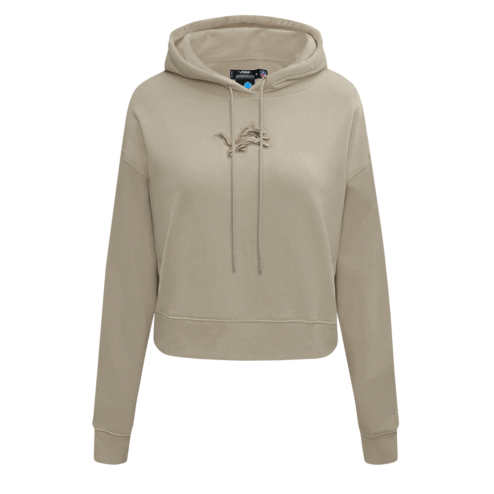 NFL DETROIT LIONS WINGSPAN WOMEN'S FLC CROPPED PO HOODIE (TAUPE)