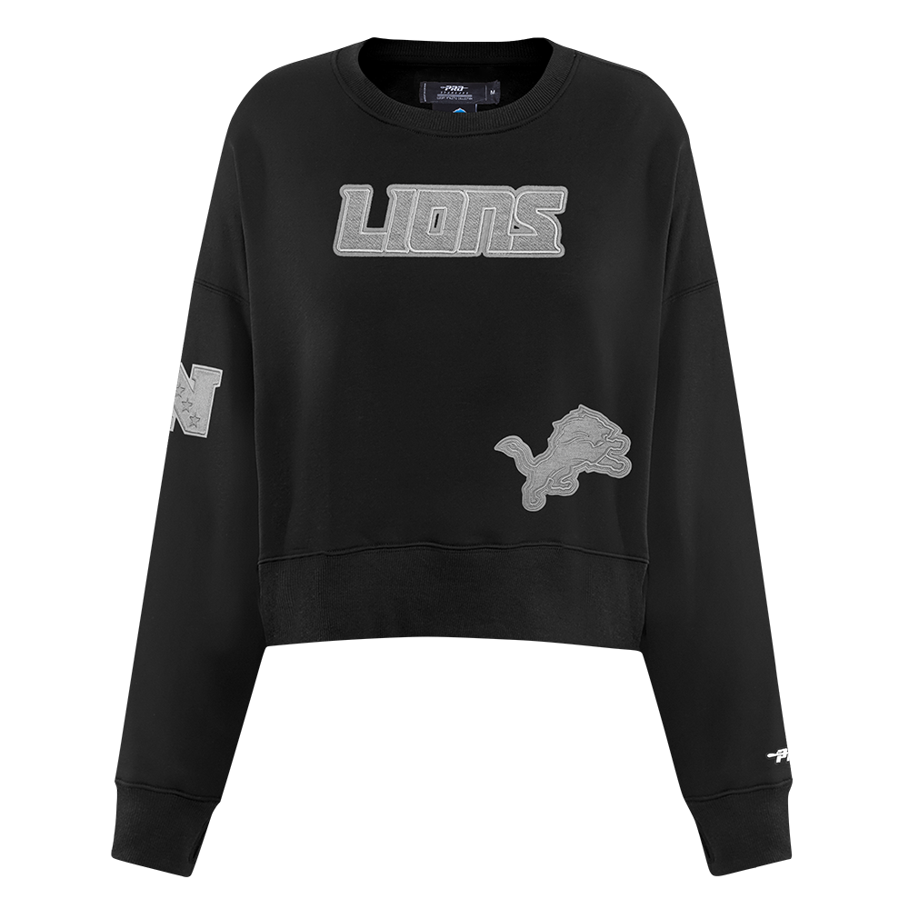 NFL DETROIT LIONS REVERSE FRENCH TERRY CHANDAIL À COL ROND EN MOLLETON POUR FEMME (NOIR)