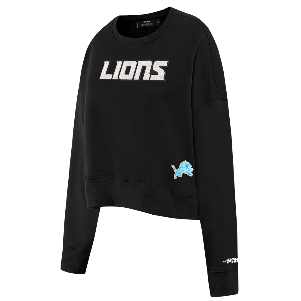 NFL DETROIT LIONS GAME DAY CLASSICS WOMEN'S DOUBLE KNIT CREWNECK (BLACK)