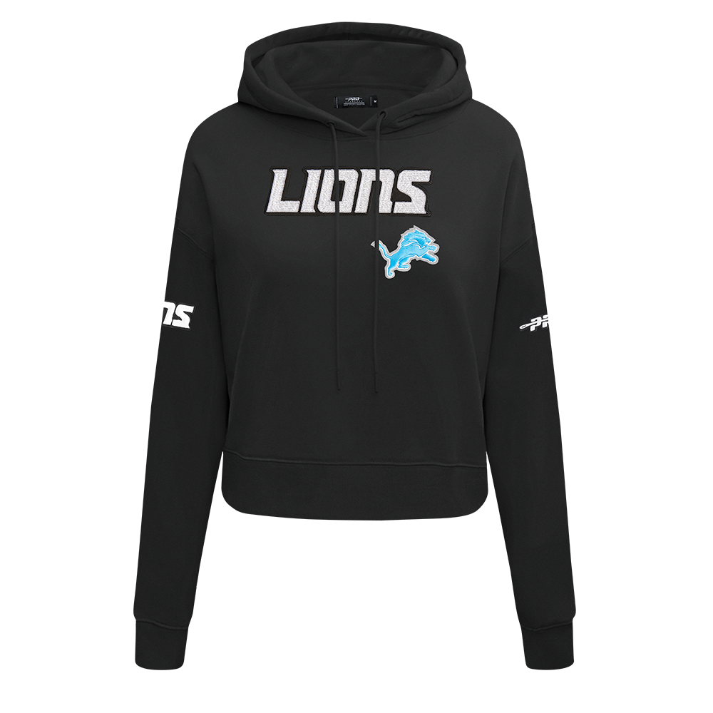 NFL DETROIT LIONS GAME DAY CLASSICS CHANDAIL À CAPUCHON COURT EN MAILLE DOUBLE POUR FEMME (NOIR)