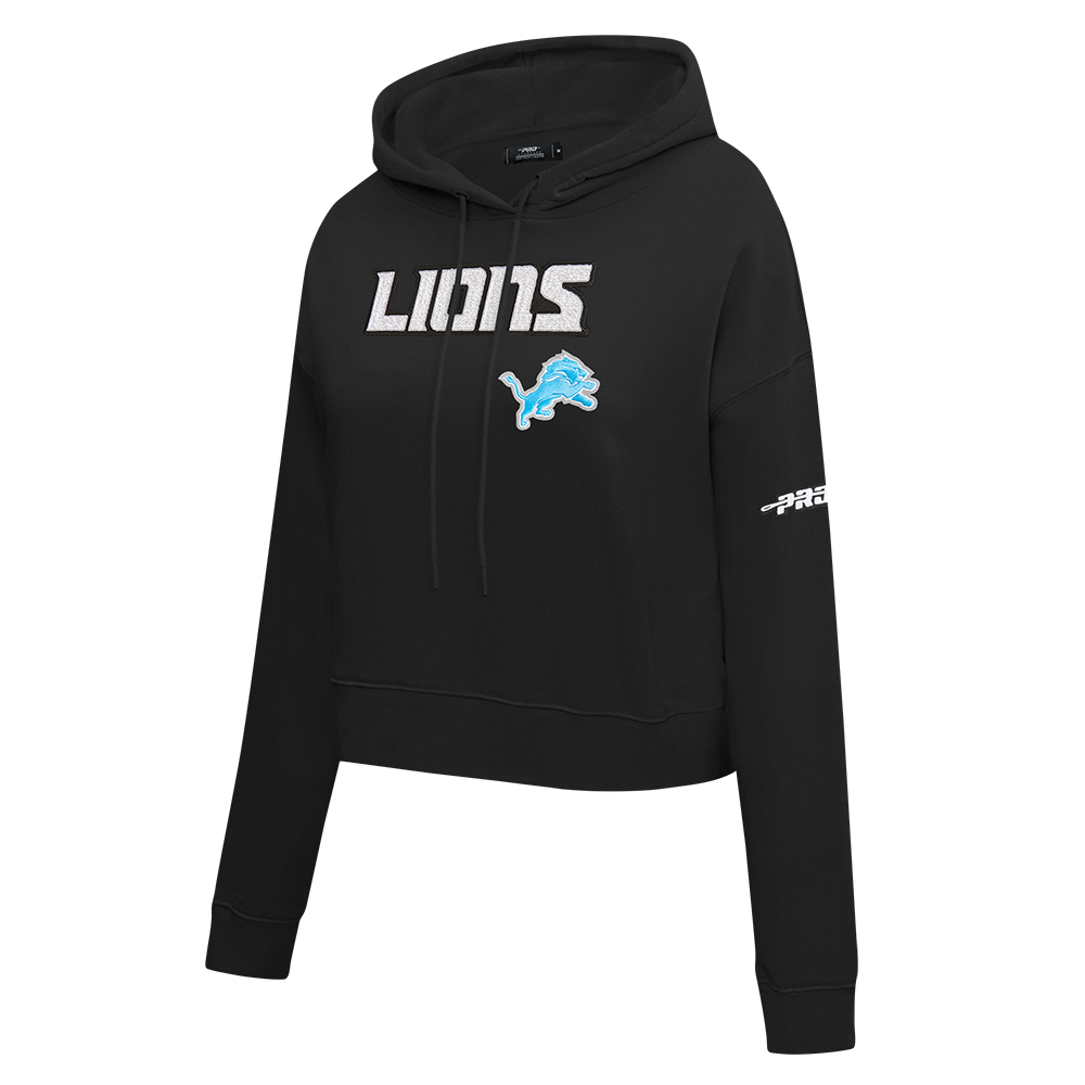 NFL DETROIT LIONS GAME DAY CLASSICS WOMEN'S DK CROPPED PO HOODIE (BLACK)