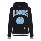 NFL DETROIT LIONS CREST EMBLEM WOMEN'S RIB FLC PO HOODIE (BLACK)