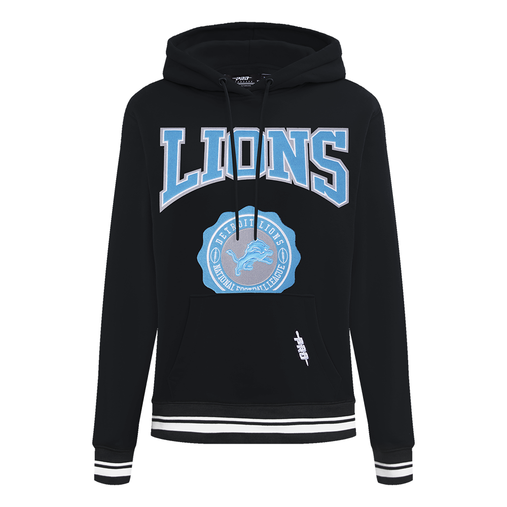 NFL DETROIT LIONS CREST EMBLEM WOMEN'S RIB FLC PO HOODIE (BLACK)