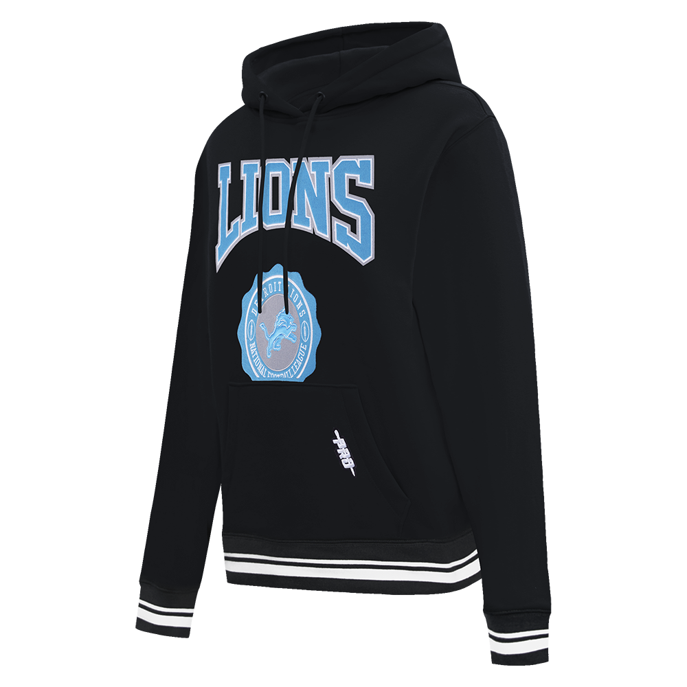 NFL DETROIT LIONS CREST EMBLEM WOMEN'S RIB FLC PO HOODIE (BLACK)