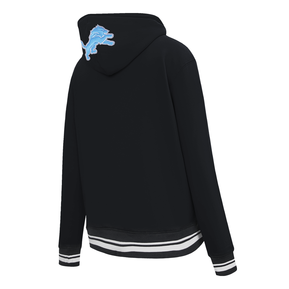 NFL DETROIT LIONS CREST EMBLEM WOMEN'S RIB FLC PO HOODIE (BLACK)