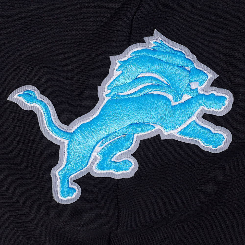 NFL DETROIT LIONS CREST EMBLEM WOMEN'S RIB FLC PO HOODIE (BLACK)