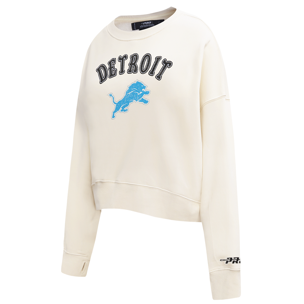 NFL DETROIT LIONS REBEL ATHLETICS CHANDAIL À COL ROND EN MOLLETON POUR FEMME (COQUILLE D'ŒUF)