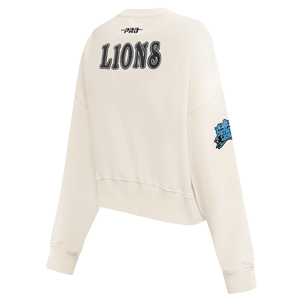NFL DETROIT LIONS REBEL ATHLETICS CHANDAIL À COL ROND EN MOLLETON POUR FEMME (COQUILLE D'ŒUF)