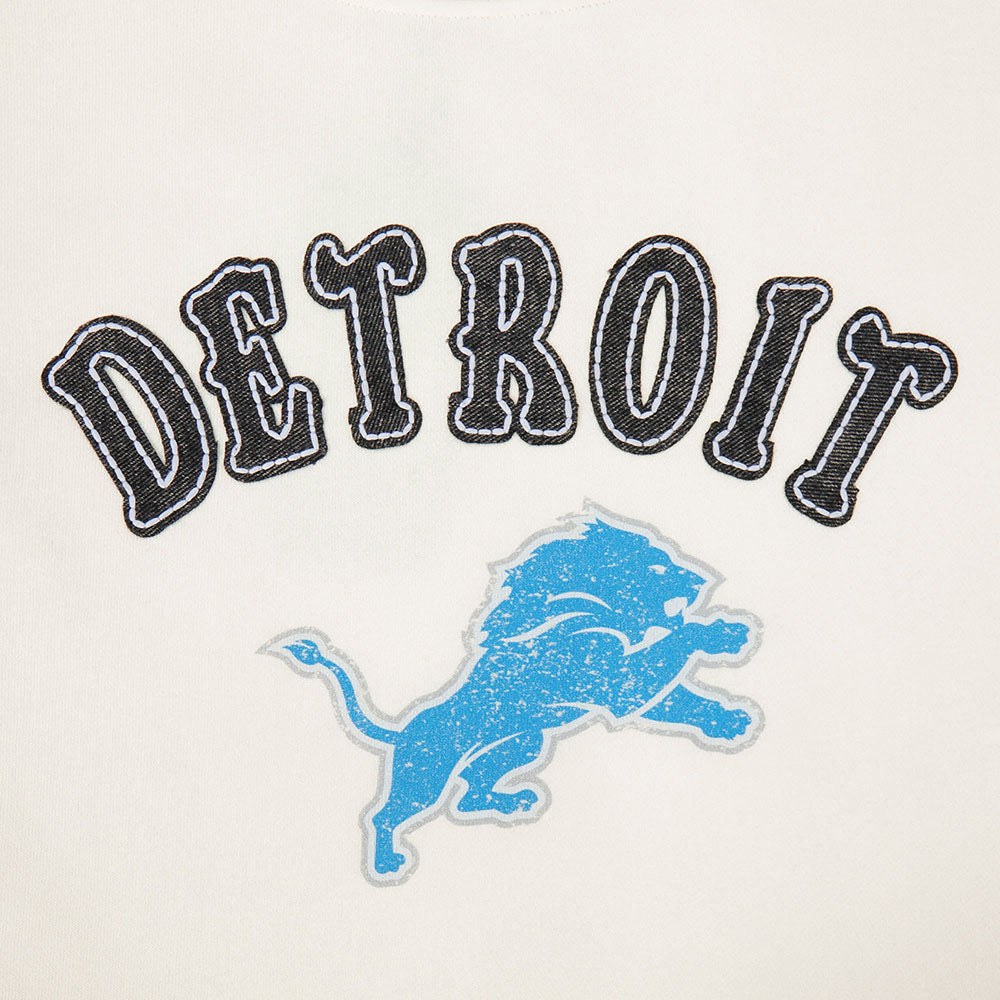 NFL DETROIT LIONS REBEL ATHLETICS CHANDAIL À COL ROND EN MOLLETON POUR FEMME (COQUILLE D'ŒUF)