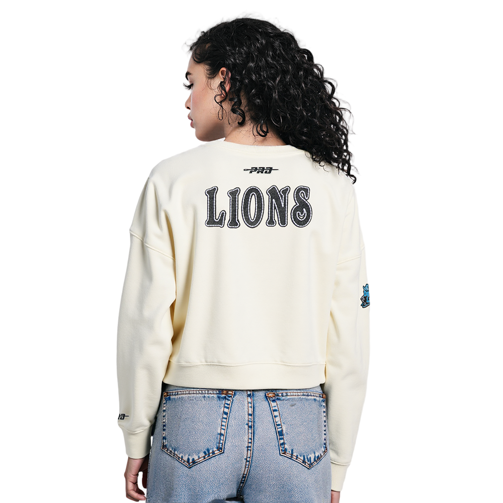NFL DETROIT LIONS REBEL ATHLETICS WOMEN'S FLC CREWNECK (EGGSHELL)