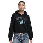 NFL DETROIT LIONS REBEL ATHLETICS CHANDAIL À CAPUCHON COURT EN MOLLETON POUR FEMME (NOIR)