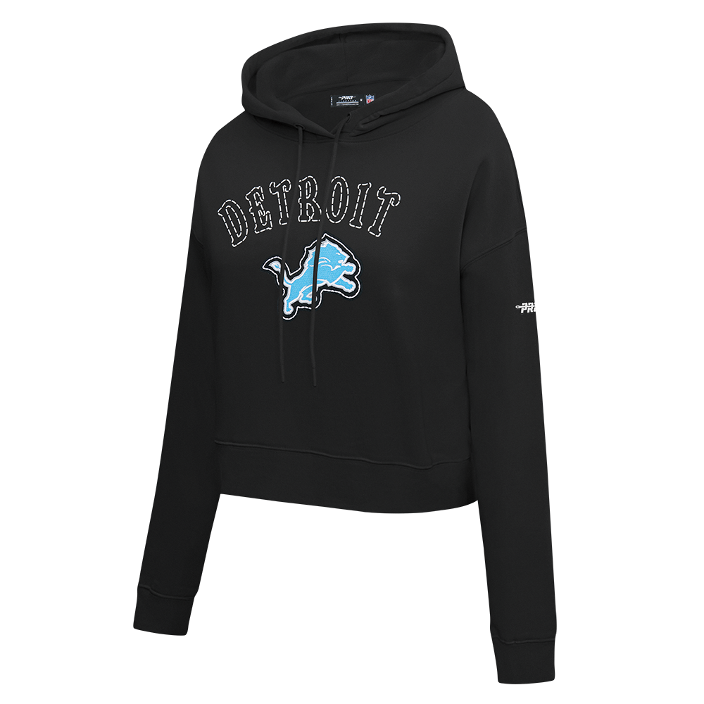 NFL DETROIT LIONS REBEL ATHLETICS CHANDAIL À CAPUCHON COURT EN MOLLETON POUR FEMME (NOIR)