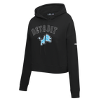 NFL DETROIT LIONS REBEL ATHLETICS CHANDAIL À CAPUCHON COURT EN MOLLETON POUR FEMME (NOIR)