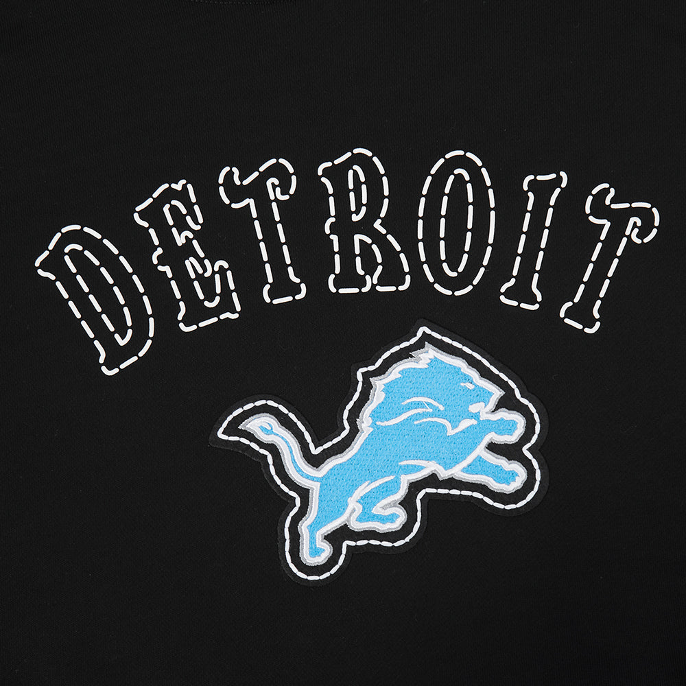 NFL DETROIT LIONS REBEL ATHLETICS CHANDAIL À CAPUCHON COURT EN MOLLETON POUR FEMME (NOIR)
