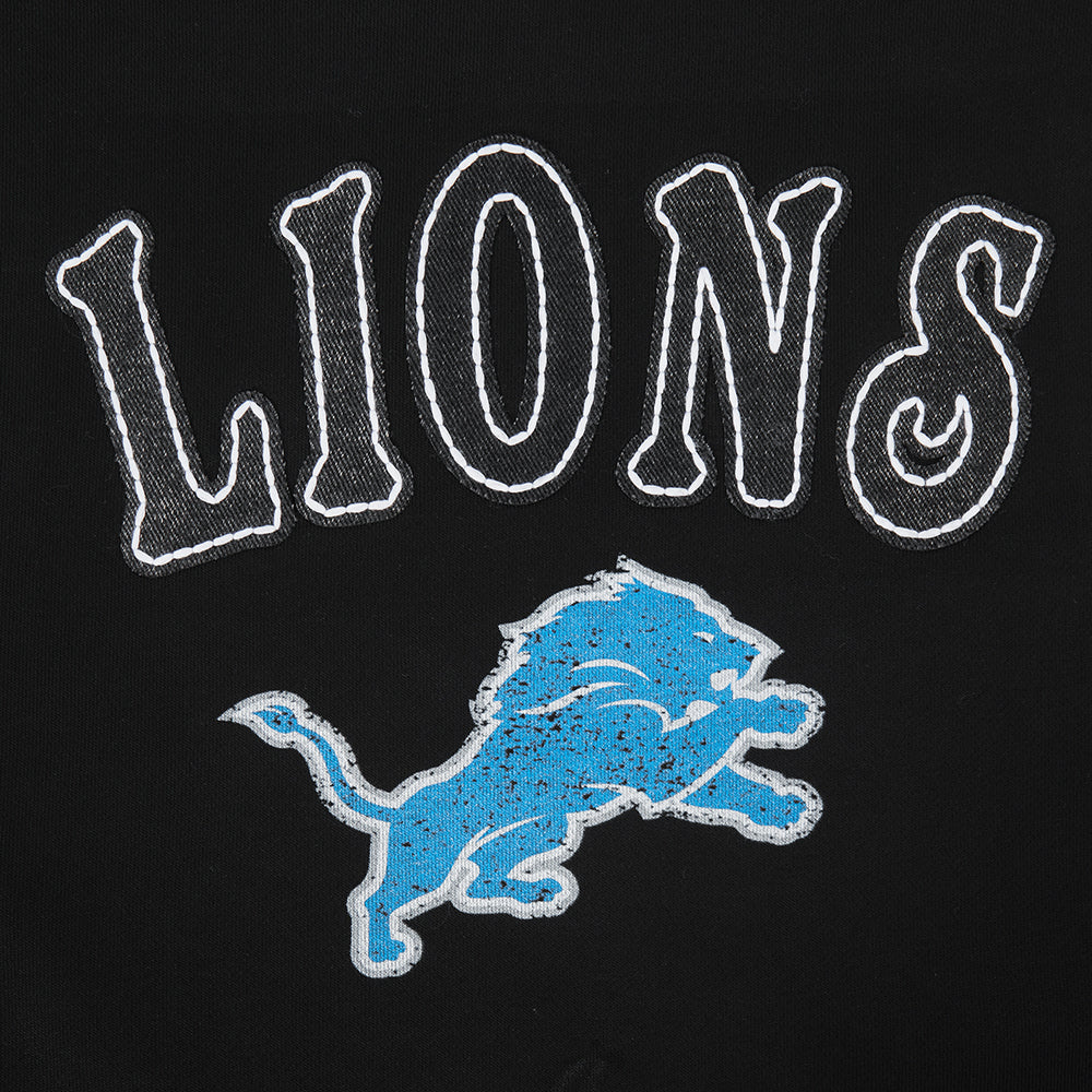 NFL DETROIT LIONS REBEL ATHLETICS CHANDAIL À CAPUCHON COURT EN MOLLETON POUR FEMME (NOIR)