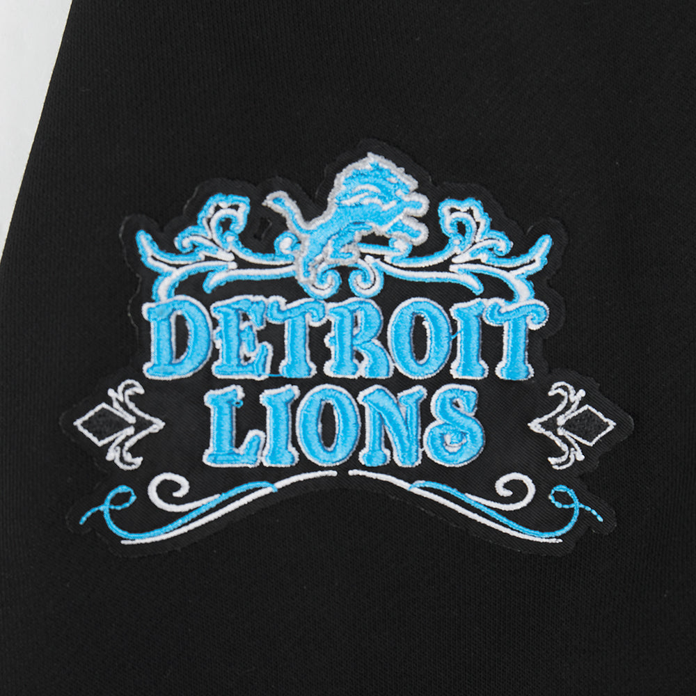 NFL DETROIT LIONS REBEL ATHLETICS CHANDAIL À CAPUCHON COURT EN MOLLETON POUR FEMME (NOIR)