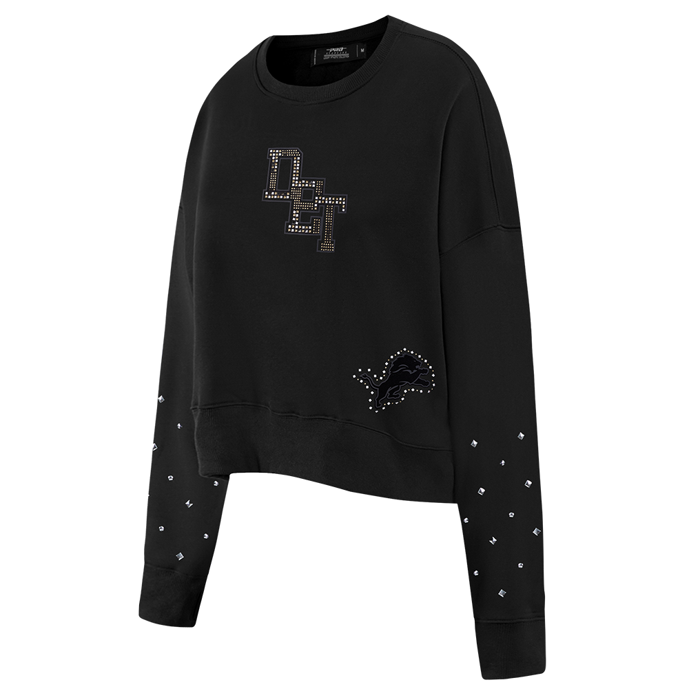 NFL DETROIT LIONS RENEGADE CHANDAIL À COL ROND EN MOLLETON POUR FEMME (NOIR)