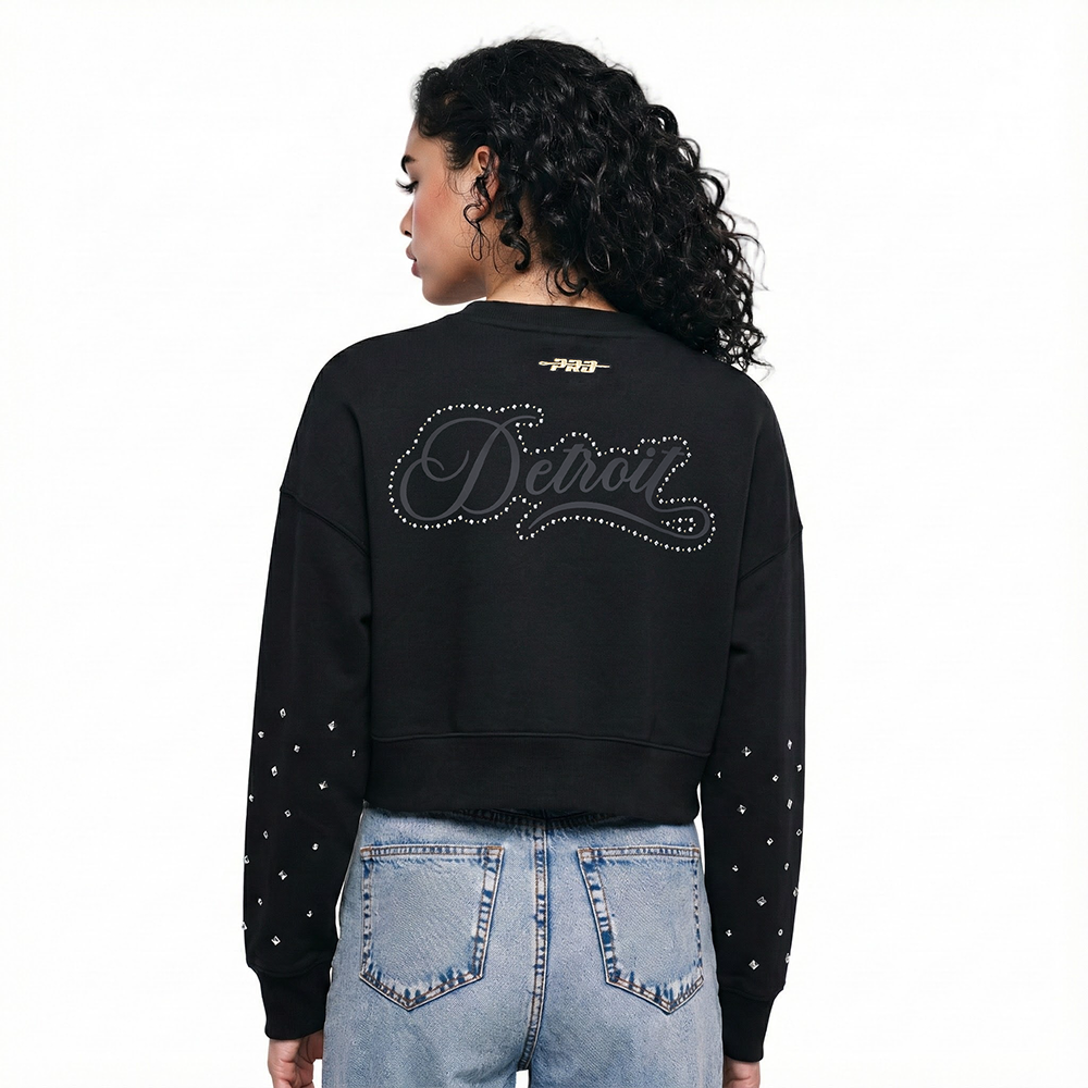 NFL DETROIT LIONS RENEGADE CHANDAIL À COL ROND EN MOLLETON POUR FEMME (NOIR)