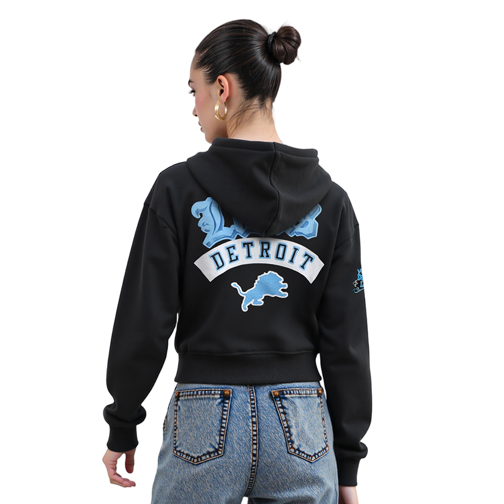 NFL DETROIT LIONS BEST OF CHANDAIL À CAPUCHON EN MOLLETON À GLISSIÈRE POUR FEMME (NOIR)