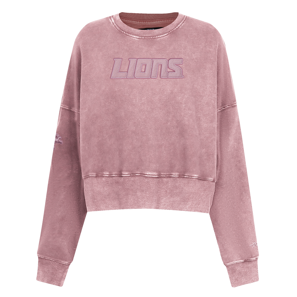 NFL DETROIT LIONS WASHED CLASSIC CHANDAIL À COL ROND EN MOLLETON FRANÇAIS DÉLAVÉ À L'ENZYME POUR FEMME (MAUVE DÉLAVÉ)