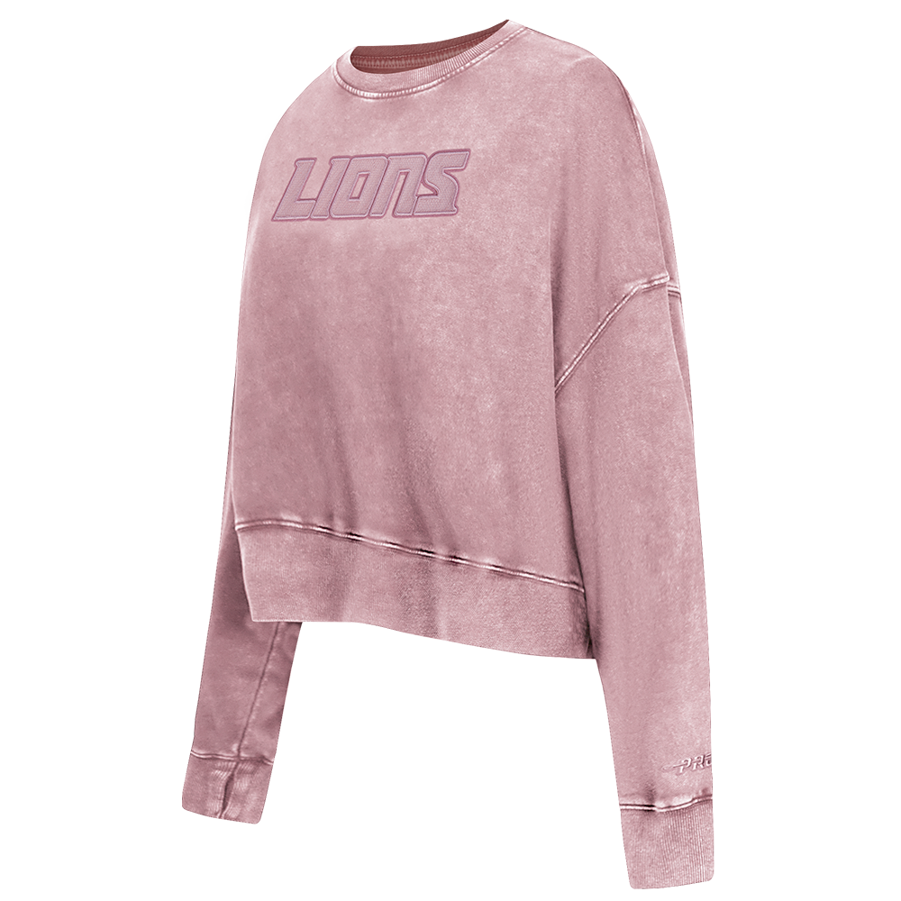 NFL DETROIT LIONS WASHED CLASSIC WOMEN'S ENZYME WASH FT CREWNECK (WASHED MAUVE)