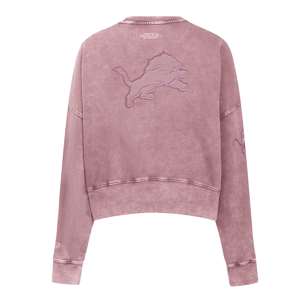 NFL DETROIT LIONS WASHED CLASSIC CHANDAIL À COL ROND EN MOLLETON FRANÇAIS DÉLAVÉ À L'ENZYME POUR FEMME (MAUVE DÉLAVÉ)